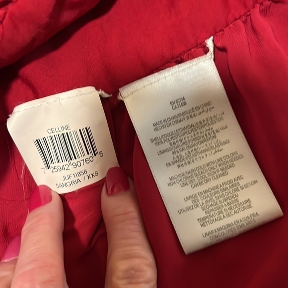 BCBGMAXAZRIA Red Celline XXS Sleeveless Pussycat Bow High Waist Peplum Blouse - Picture 14 of 14